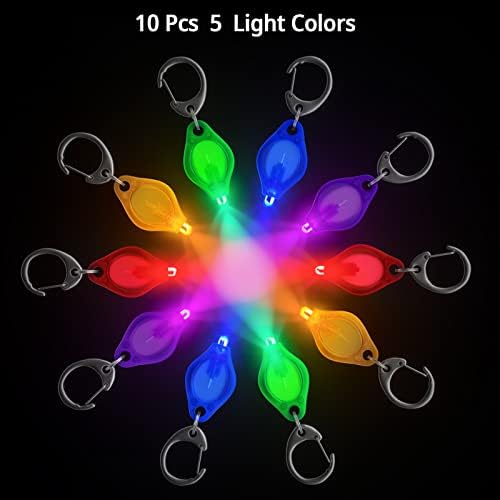 Мини Led фенерче-ключодържател RISEMART, Светъл Малка лампа, Опаковка от 10 ярки многоцветни led прожектори-ключодържатели, Батерии