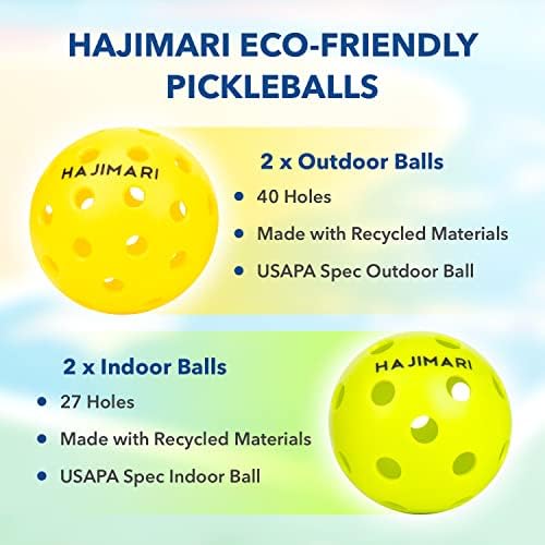 Одобрен HAJIMARI USAPA комплект за пиклбола - Комплект за пиклбола от 3 леки ракети, 4 топки и чанта за носене | Ракети за пиклбола от Въглеродни влакна с Клетъчните ядра | Шп