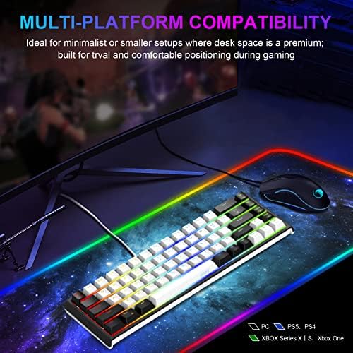 Жичен Детска клавиатура NPET K62 60%, Ультракомпактная мини-клавиатура с подсветка RGB, Водоустойчив Малка Компактна клавиатура
