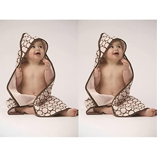Бебешка хавлиена кърпа с качулка SwaddleDesigns от Futon бадем хавлиени Велур, Кафяви Модерен кръгове на пастельно-розов фон (опаковка от 2 броя)