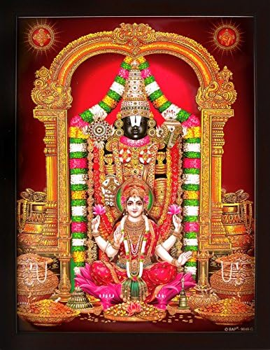 Магазин за занаяти Лорд Венкатешвара и Богинята Лакшми удрям с юмруци пари, Също известни като Въплъщение на Вишну Религиозен Плакат,