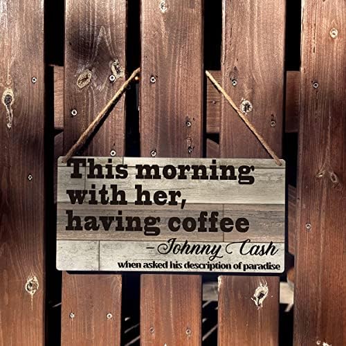 Тази сутрин С Името на Селска къща за Чаша Кафе Дървена Подвесная Табела Ретро Стенен Арт Декор Декорация на Дома, 12x6 Инча