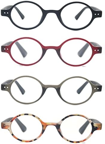 Очила за четене OLOMEE, Женски, Мъжки, Сладки Кръгли Очила За четене, Четец + 2,00, Стилни, Леки Очила За четене, 4 опаковка, Удобна
