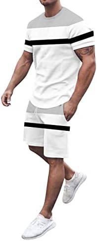 HSSDH Мъжки Къси Комплекти Дрехи от 2 теми, Мъжки Летни Дрехи, тениски с къс ръкав и къси Панталони на експозиции На талията, Комплект Спортни Костюми