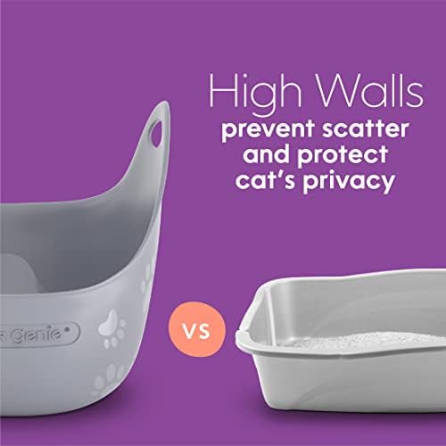 Пълнител за котешки тоалетни Genie | е Изработен от еластична, мека пластмаса | Е с Високи стени и дръжки за уединение и преносимост на
