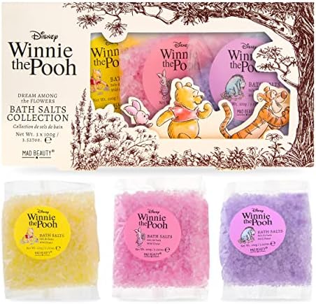 Колекция Соли за вана MAD BEAUTY Disney с Мечо Пух, Комплект Трио, Соли за вана с аромат на диви цветове (3 x 3,5 грама), Грижи