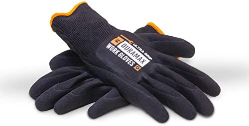 Работни ръкавици с общо предназначение от безопасно полиестер Duramax с латексово покритие, дланта е от пясък, пяна, трикотажное китката, дишащи, 13 калибър.