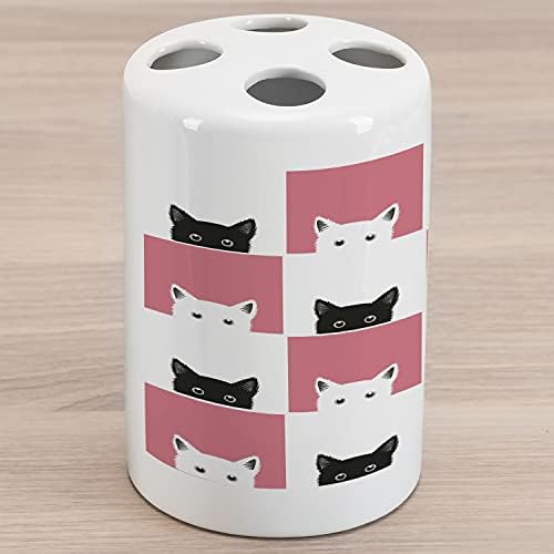 Керамични Държач за четка за зъби Lunarable Cats, Дизайн на дъската с Котенца, Мозайка в стил ретро, Декоративна Универсален Плот