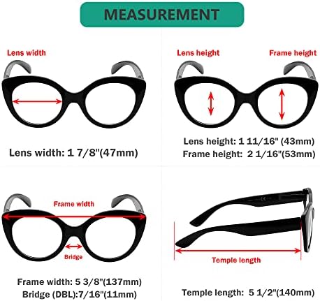 Eyekepper 4-Pack Кръгли Очила за четене за Жени с Голям рамки за четене +0.50
