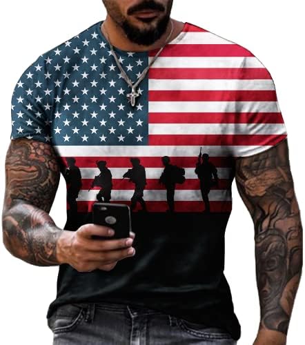 Мъжка тениска с къс ръкав с принтом на Американското RJRA