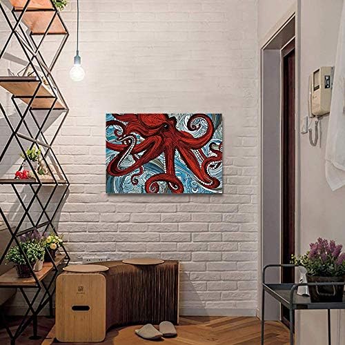 EZON-CH Стенно изкуство на платното за Всекидневна, Декориране на Спалня, Щампи върху платно с образа на Червения Октопод за домашно