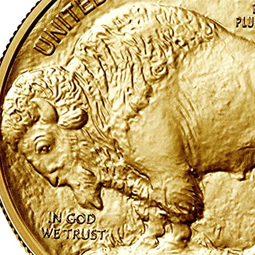 2023 1 унция на американската монети Buffalo Gold Скъпоценен камък Buffalo без лечение (Първия ден на издаване - тъмно син стикер)