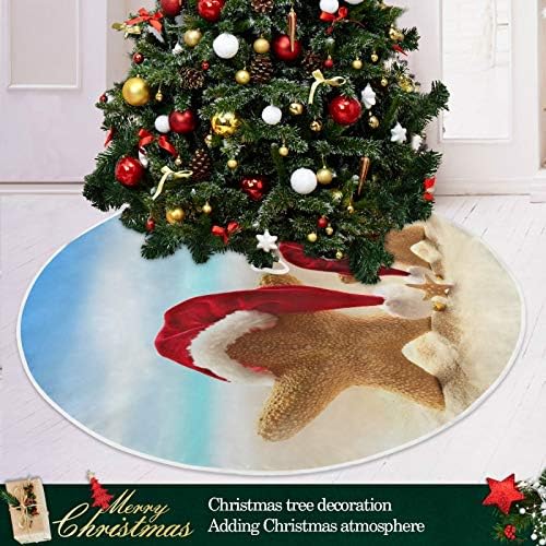 Декорация на Поли във формата на Коледно ALAZA, едно Малко Бижу под формата на мини-Поли във формата на коледно дърво 35,4 Инча с Морската звезда, За Летен плаж и Шапка на