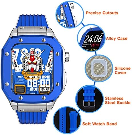 JDIME за Apple Watch Band Series 44 мм, дамски часовник от сплав, калъф, каишка 45 мм 42 мм Модификация метална рамка, Комплект