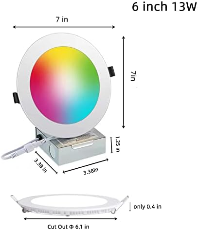 Интелигентна Встраиваемое осветление 6 инча, led осветителни тела с Wi-Fi, което променя цвета RGB, Тънък-Вградени лампа с Разпределителната