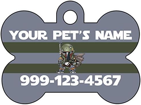 Идентификация етикет за кучета uDesignUSA Boba Fett Пет Id с персонализирани с име и номер на