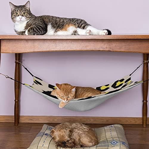 Хамак за домашни любимци Yellow Leopard Sleeping Cat Bed с Регулируеми Каишки и Метални Куки 16,9 x 13