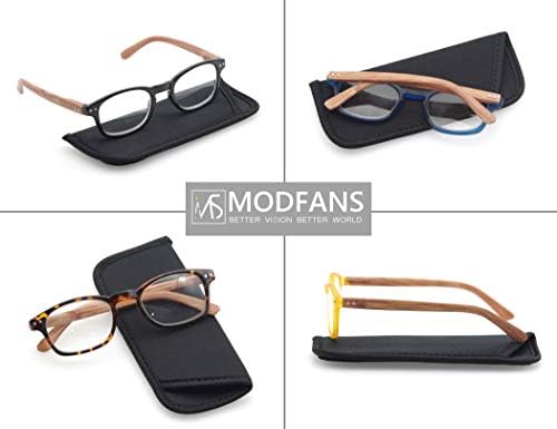 MODFANS 4 Опаковки Очила за четене на Модни Дървени Извити Линия Стилни Очила За четене За Мъже И Жени