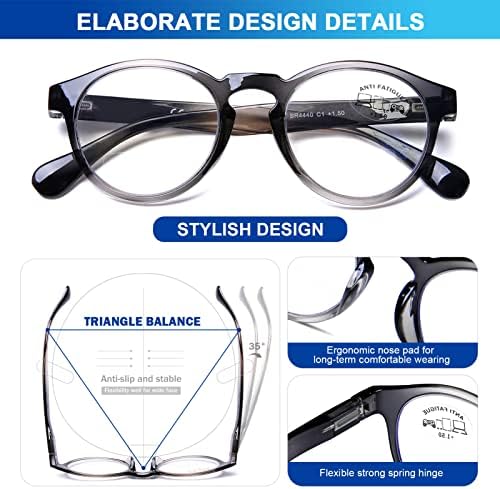 Бифокални Очила за четене AQWANO, Блокиране на Синята Светлина, за мъже и Жени - Стилни кръгли Компютърни Бифокални очила в Ретро