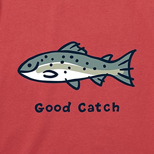 Мъжки памучен тениска Life is Good с модел Добър улов на риба, тениска с къс ръкав и кръгло деколте.