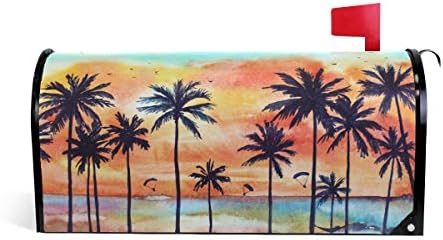 Магнитна капачка на пощенска кутия с тропически палми ВУР Негабаритная за външна украса на градината и двора - 20,8 на x 25,5