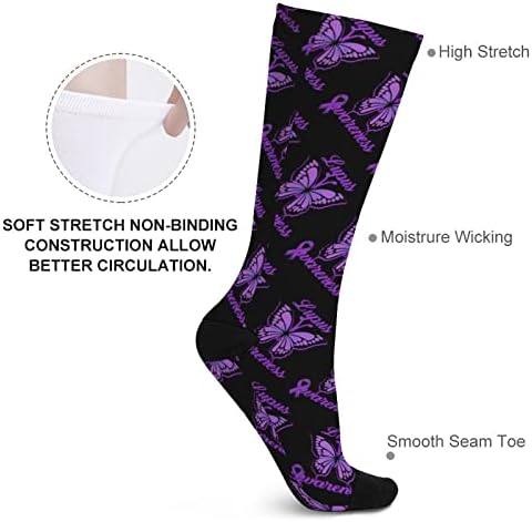 Чорапи с Цветни Блокчета Butterfly Лупус Awareness Ribbon, Спортни, Високи Чорапи, Чорапи-Тръба за Тийнейджъри и Възрастни