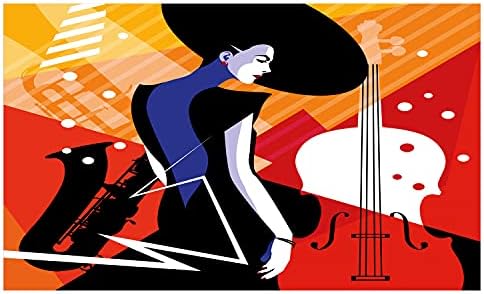 Керамични Държач за четка за зъби Ambesonne Abstract Woman, Фигура в стила на съвременния музикален джаз плакат с една Тръба, Декоративна Универсален Плот за баня, 4,5 Х 2,7, Сив г?
