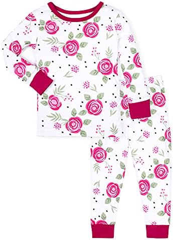 Пижами LAMAZE от Суперчешеного естествен Памук за малки момичета, Дебнещ Пижама с дълъг ръкав, Комплект от 2 теми, Без крака, 1