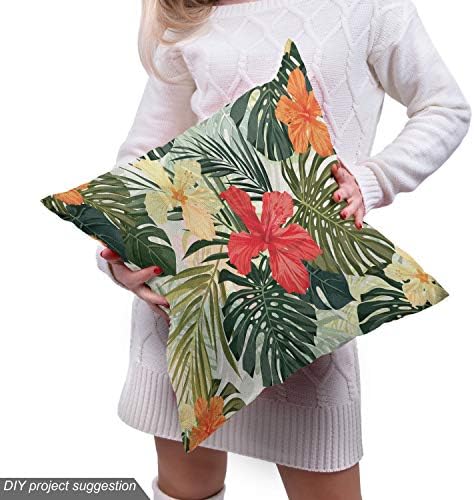 Плат с Лунни Листа by The Yard, Листа Хавайски Годишна Тропическа Растителност на Острова, Цветя Хибискус, Декоративна тъкан за