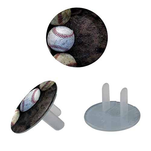 В едър план капачки за ключове за мръсни бейзболни топки 12 броя в опаковка - Защитни капачки за контакти, за деца – Здрави и устойчиви