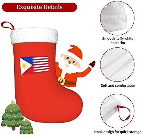 Коледни Чорапи с Флага на сащ TZT и Флага на Филипините, Подаръци за Коледното парти за семейни Празнични украси 18 Инча