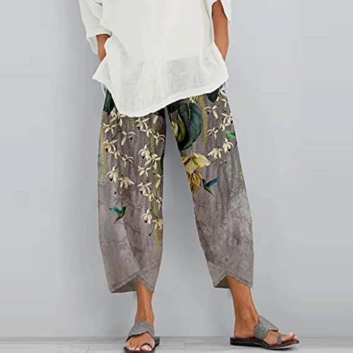 HonpraD широки панталони капри за жени, ежедневни летни удобни работни панталони, дамски модни улични панталони с тънък принтом