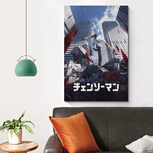 Ти Човек-Резачка Японски Аниме Плакат Платно Плакати Спалня Естетически Стенно Изкуство Хол Принт Декоративен Платно Плакат 16x24 инча (40x60 cm), Без рамка-стил