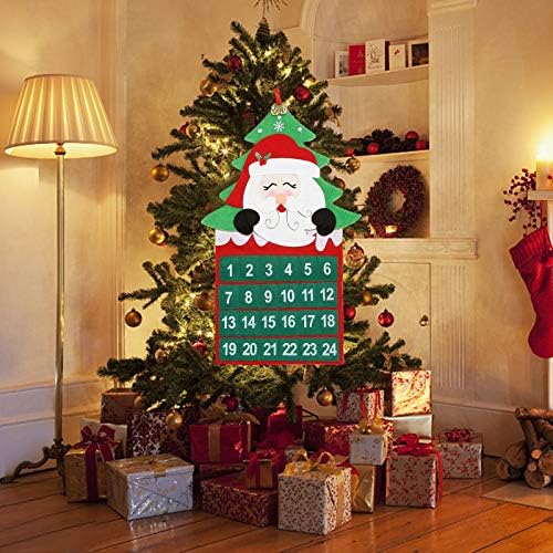 YIISU uNWDMg Коледен за Обратно Броене 24 Дни Календар Окачване Коледно Дърво за Украса Календар