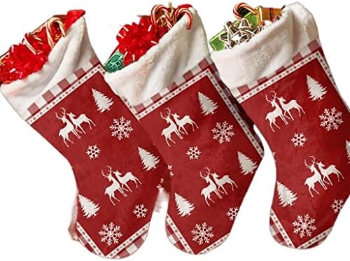 WXBDD Коледни Чорапи с червена клетка с Снежинками, Коледни Украси за дома, Коледна Елха, Висящи бижута, подаръчни пакети (Цвят: