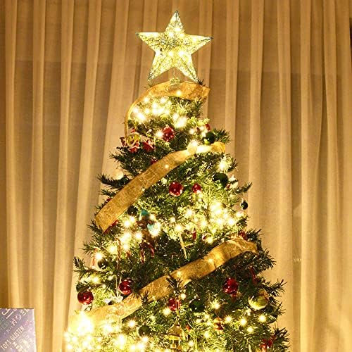 Златен Topper за Коледната елха, MARACOL 7,8 инча, Украса под формата на Блестяща Звезда на Върха на Коледната Елха, Коледа, деня на Благодарността, Партита