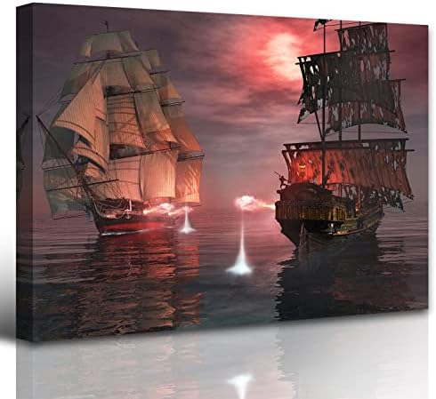 Декор на пиратски кораб, Стенно изкуство, Платноходка, на викингите в морето, Щампи върху Платно, Карибски Пара-Призрак, Огромно