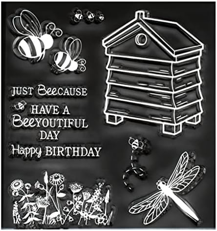 DDOUJOY Цветя на Пчелите честит Рожден Ден на Фона Прозрачни Печати за Направата на Картички, Бижута и САМ Scrapbooking 3021564