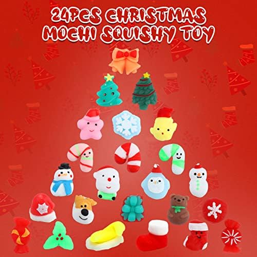 Acekid Адвент-Календар 2022, Коледен Календар за обратно броене с 24 бр. Различни меки играчки Моти с Обратното броене на Коледа, Подаръци с обратното броене на Коледа на 2