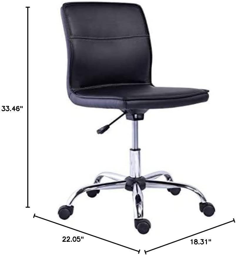 Модерен офис стол Basics Без подлакътници - Регулируема По височина, завъртане на 360 градуса, с капацитет за 275 паунда - Черен