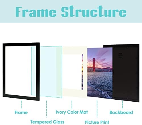 Frametory, Комплект Стенни рамки за галерии от 7 рамки за картини с различни размери 11x14, 8x10, 5x7, Колаж с матирано покритие