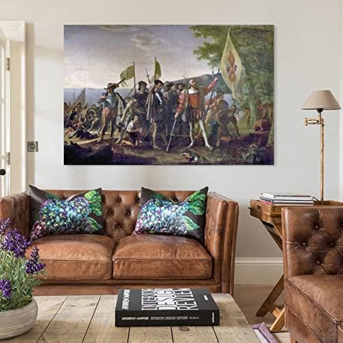 Ретро Постер на Христофор Колумб Платно Картина Стенен Художествен Плакат за Спалня Декор Хол 24x36 инча (60x90 см), Без Рамка-Стил