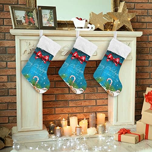 Коледни Чорапи PIMILAGU White Tree 1 Опаковка 17,7 инча, Окачени Чорапи за Коледна украса