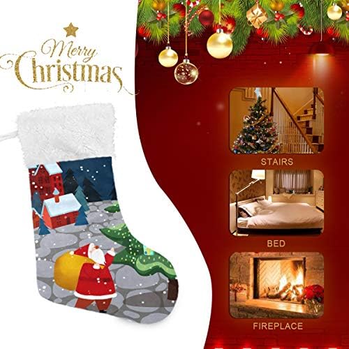 ПИМИЛАГУ Дядо Коледа Сортира Коледни Чорапи, 1 Опаковка 17,7 инча, Окачени Чорапи за Коледна украса