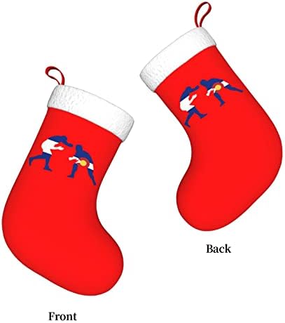 CUTEDWARF Фен на Борба с Флага Колорадо, Коледни Чорапи, Украшения за Елхи, Коледни Чорапи за Коледа на Празнични партита, Подаръци 18 Инча