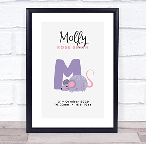 Информация за раждане на ново дете, начален разпечатки за подарък за спомен в детска градина за кръщение M Mouse