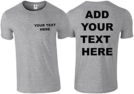 Мъжки t-shirt Add Your Text На поръчка Отпред и Отзад С двойно страна | Персонални Тениска с твоя дизайн here