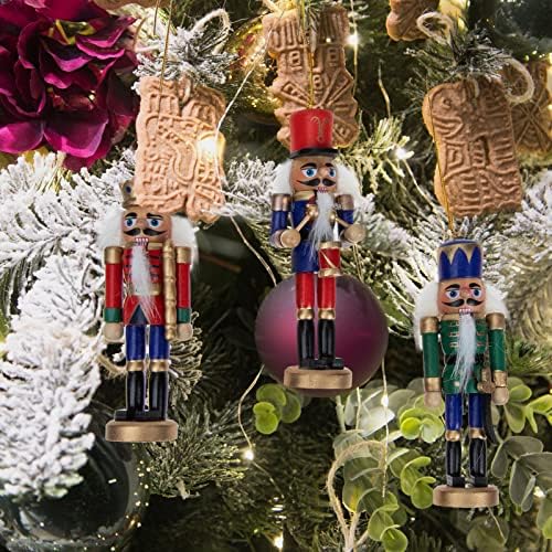 TENDYCOCO 6шт Коледен Дървени Войници Лешникотрошачката Краси Окачен Творчески Дървена Кукла Украшение