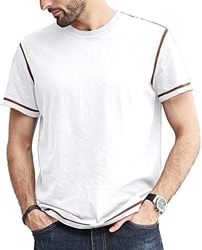 Мъжки Ризи с къс ръкав, Ежедневни Панталони Модни Памучни Основни Тениски с кръгло деколте, Топ