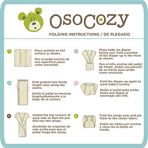Бебешки пелени OsoCozy Prefolds от избелени тъкани, размер 2 (15-30 кг), меки, поглъщащ и здрави, от естествен памук, нашите